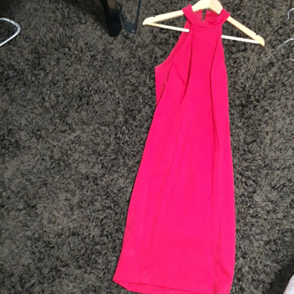 Red open back dress